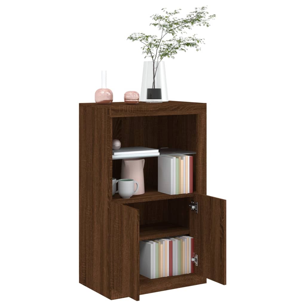 vidaXL Side Cabinet with LED Lights Brown Oak Engineered Wood