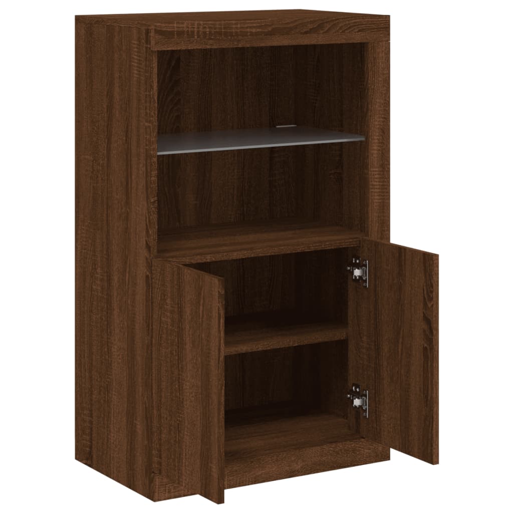 vidaXL Side Cabinet with LED Lights Brown Oak Engineered Wood