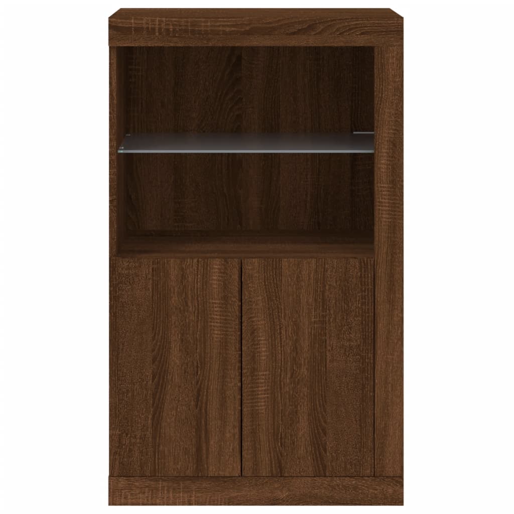 vidaXL Side Cabinet with LED Lights Brown Oak Engineered Wood