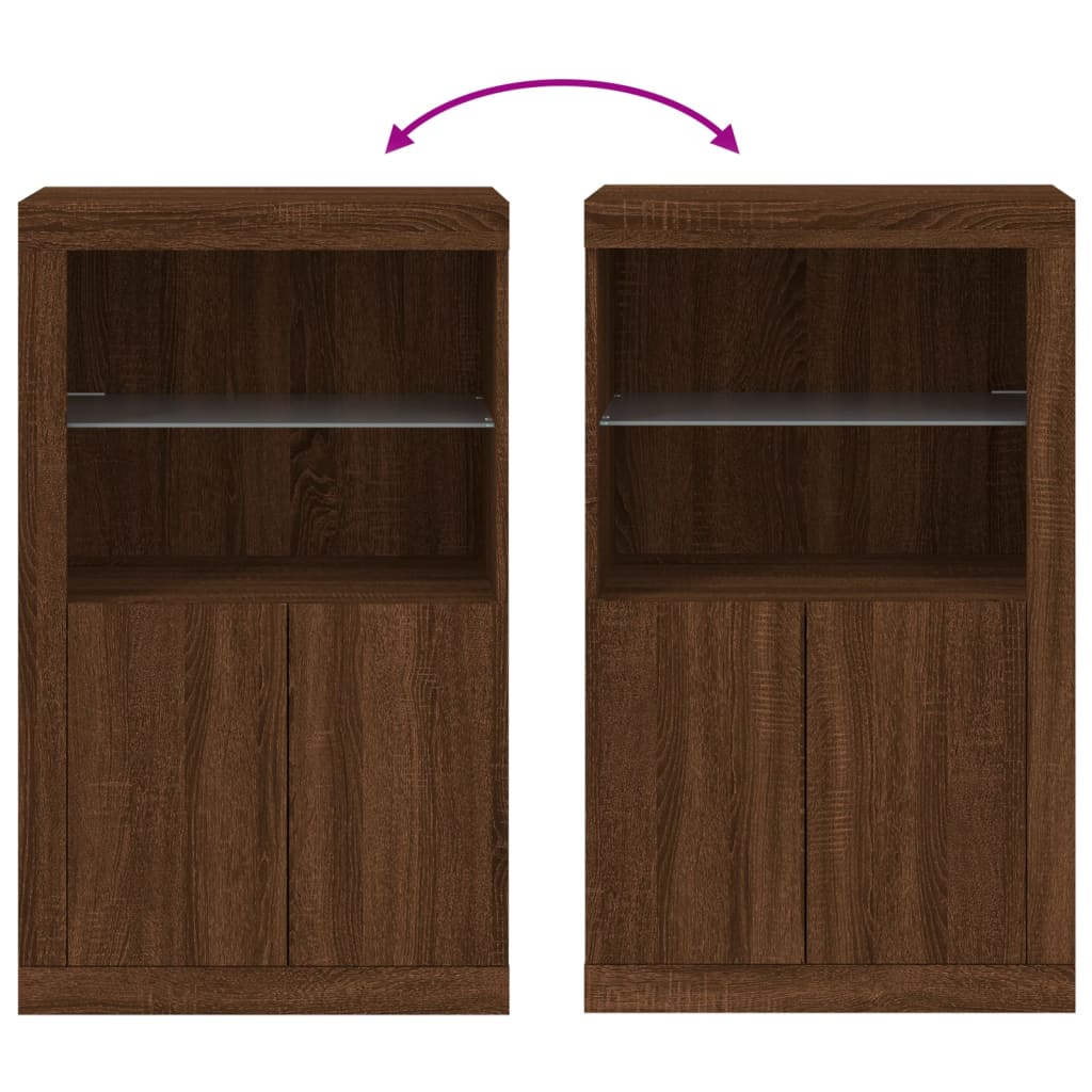 vidaXL Side Cabinet with LED Lights Brown Oak Engineered Wood