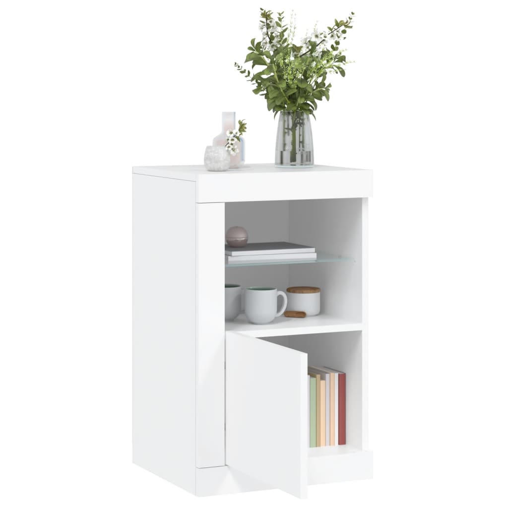 vidaXL Side Cabinet with LED Lights White Engineered Wood