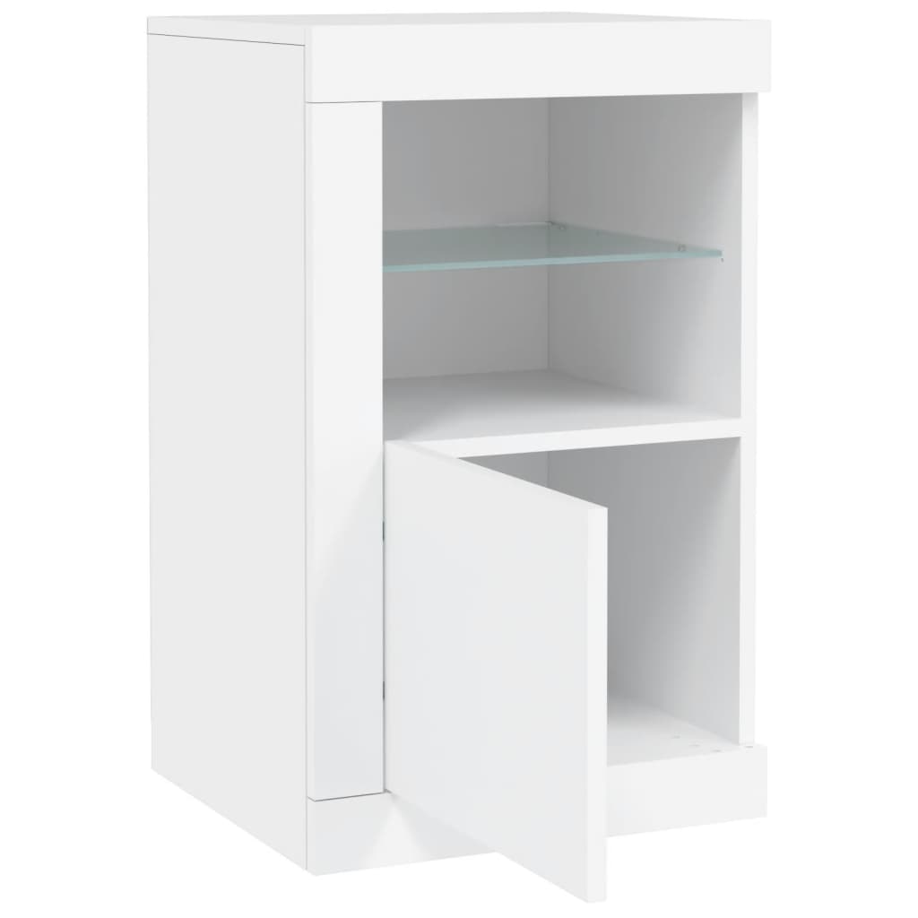 vidaXL Side Cabinet with LED Lights White Engineered Wood