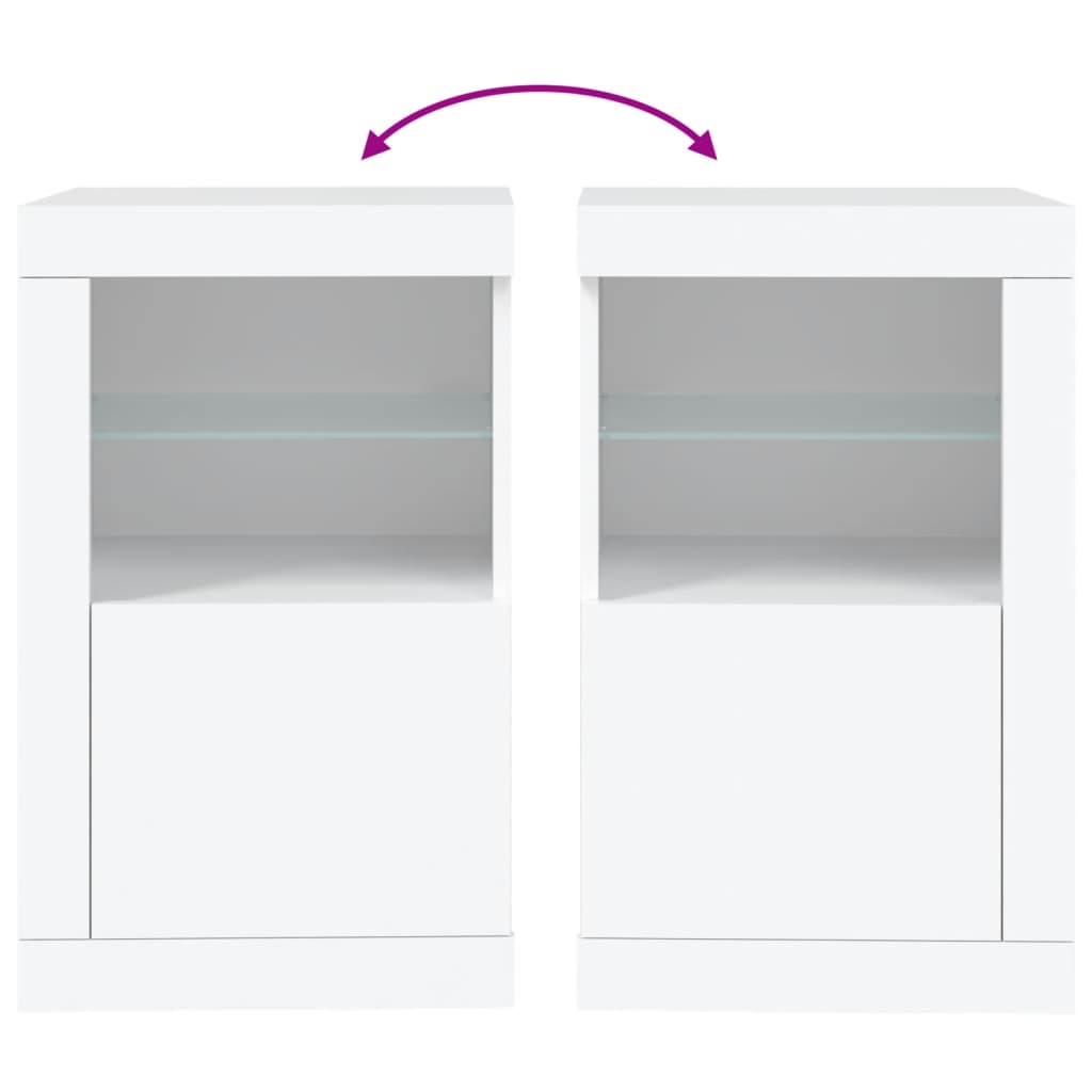 vidaXL Side Cabinet with LED Lights White Engineered Wood