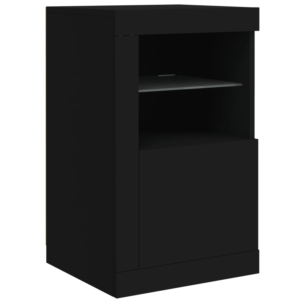 vidaXL Side Cabinet with LED Lights Black Engineered Wood