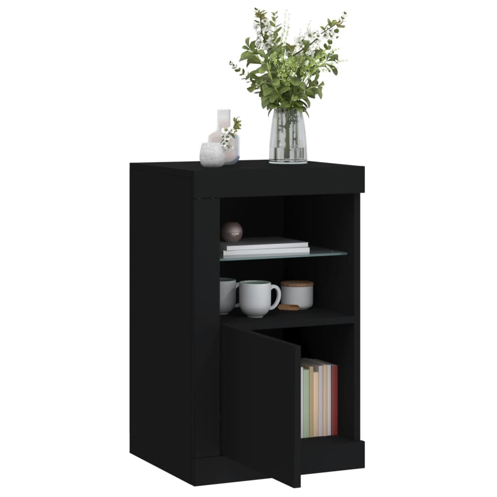 vidaXL Side Cabinet with LED Lights Black Engineered Wood