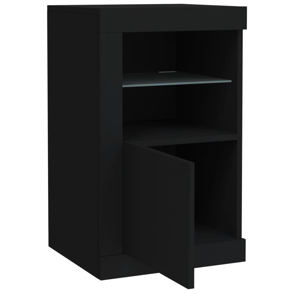 vidaXL Side Cabinet with LED Lights Black Engineered Wood