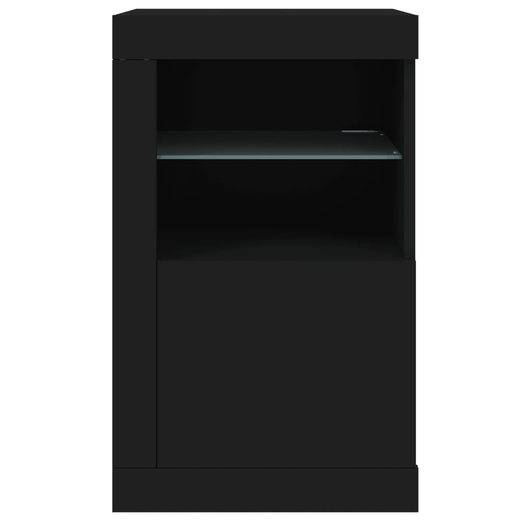 vidaXL Side Cabinet with LED Lights Black Engineered Wood