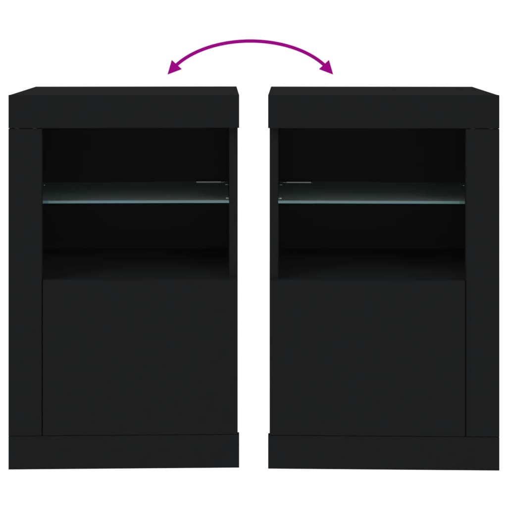 vidaXL Side Cabinet with LED Lights Black Engineered Wood