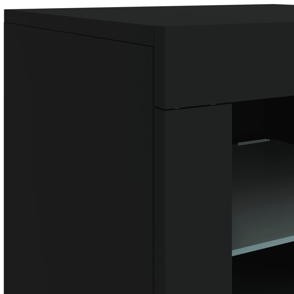 vidaXL Side Cabinet with LED Lights Black Engineered Wood