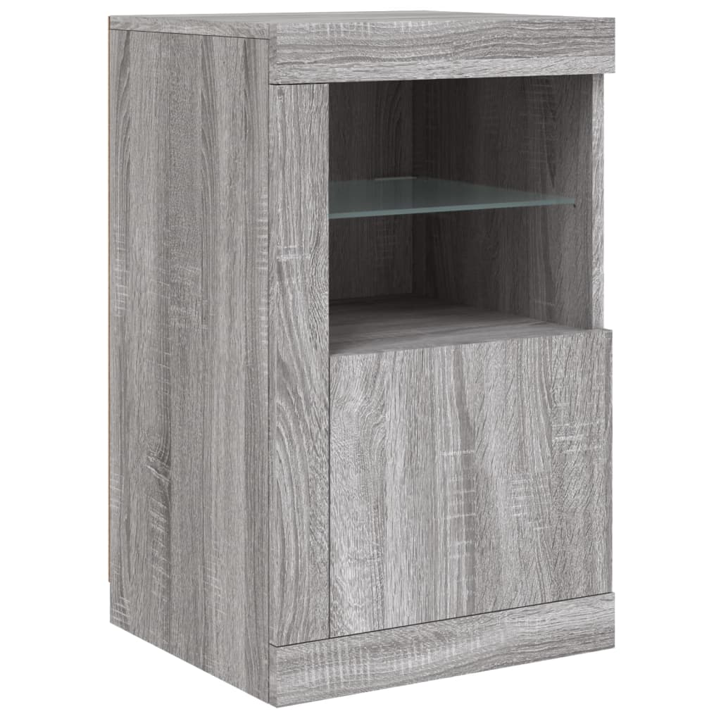 vidaXL Side Cabinet with LED Lights Grey Sonoma Engineered Wood