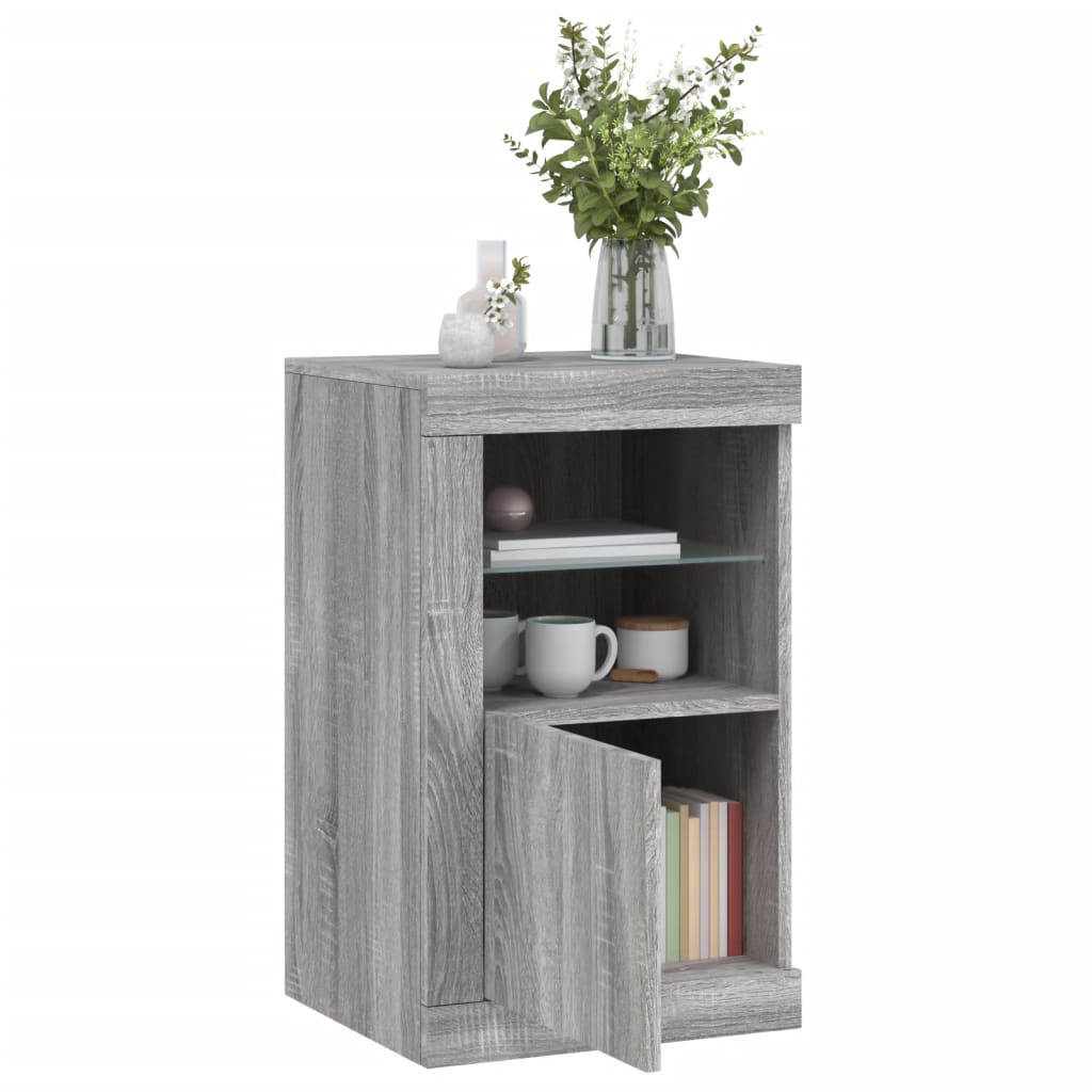 vidaXL Side Cabinet with LED Lights Grey Sonoma Engineered Wood