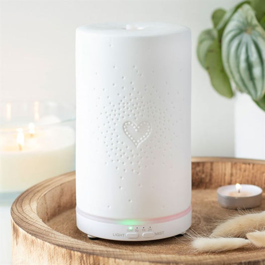 White Ceramic Heart Scatter Electric Aroma Diffuser