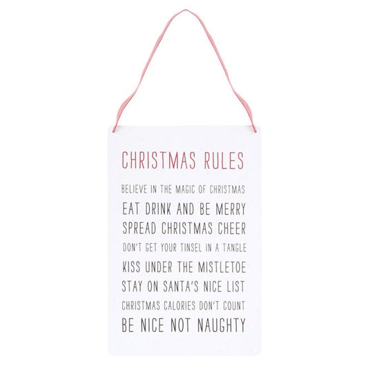 30cm Christmas Rules Metal Hanging Sign